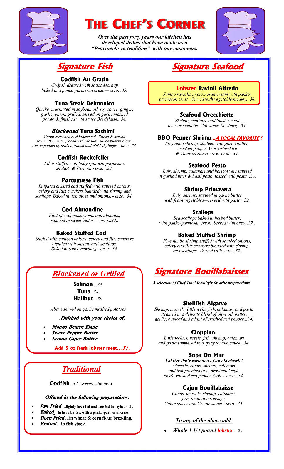 MENUS | Lobster Pot